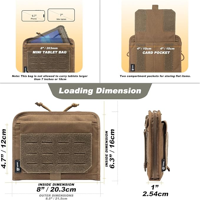 TSPRO Ultra Tactical Molle Admin Pouch Utility EDC Pouch Tool Organizer Clam-Shell Molle Pouches for Tools and Medical Suppliers Organization