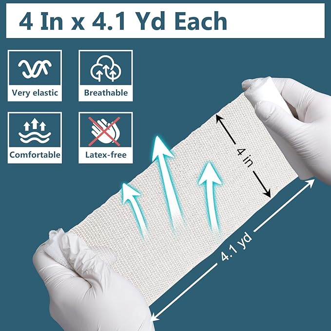 32 Pack Gauze Rolls, 4 in x 4.1 Yards, Premium Gauze Wrap Roll for Wounds, Bandage Wrap Rolled Gauzes, Mummy Wraps, Individually Wrapped