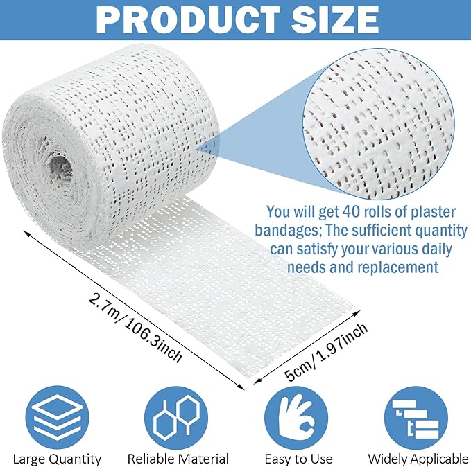 Treela Plaster Cloth Rolls Gauze Bandages Rolls Strips for Belly Casts, Scenery Molds, Mask Making, Art Projects, Body Casts, Craft Supplies(2 Inch x 118 Yard)