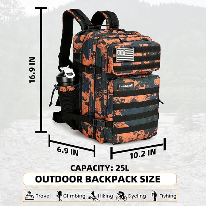 25L Tactical Backpack for Men Women Military Backpack Army Assault Pack Molle Backpack Small Bug Out Bag Travel Rucksack Daypack (Mars Camo)