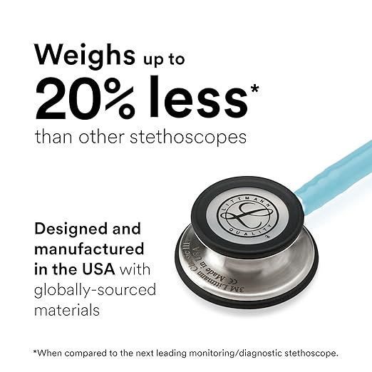 3M Littmann Classic III Monitoring Stethoscope, 5912C, More Than 2X as Loud, Weighs Less, 27" Marine Blue Satin-Finish Tube for Added Comfort, Flexibility and Cleanability
