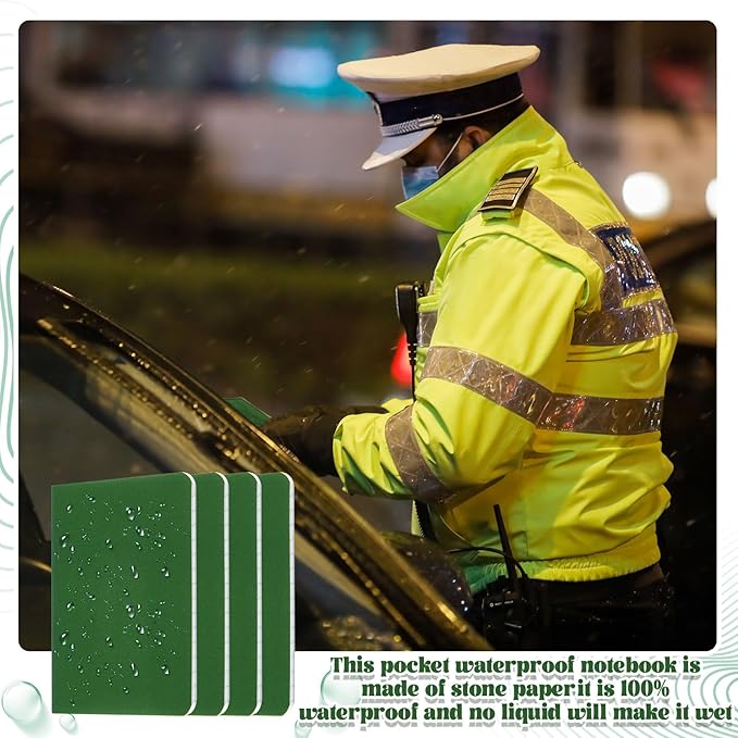 12 Pcs Waterproof Pocket Notebook 3.2" x 4" Field Notebook Green All Weather Notepad Small Rain Waterproof Notepad for Memo Travel Outdoor Tactical Activities Write, 32 Sheet, 64 Page