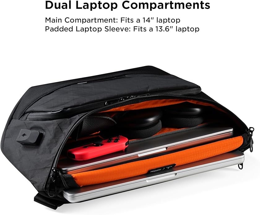 ALPAKA Bravo Sling Max, 8L RFID-Blocking Sling Laptop Bag for Men with Maglockz Buckle, Lockable Zips & External USB Port
