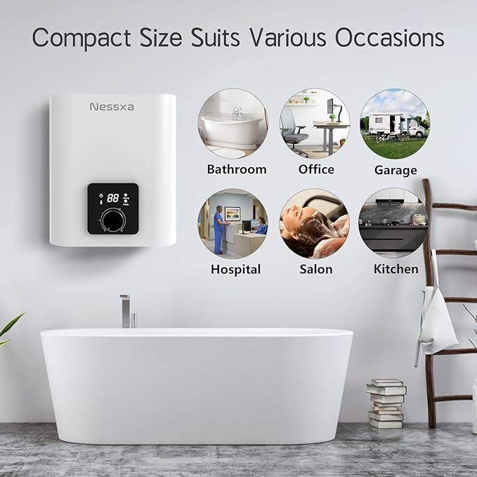 1.6 Gallon Electric Mini Tank Water Heater, 110V 1500W Point of Use On Demand Under Sink Instant Hot Water Heater for Home Kichen Bathroom