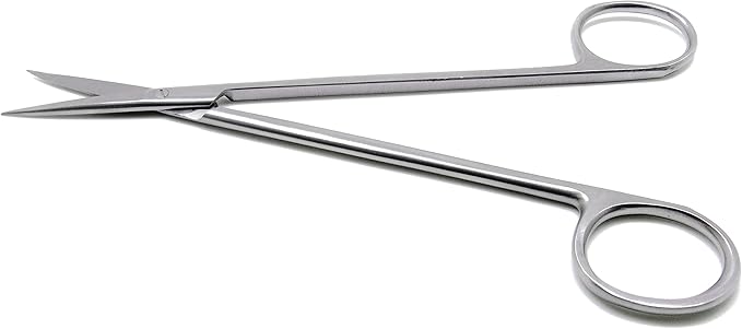 2 Pcs Dental Surgical Medical ENT Scissors Kelly Straight & Curved 7" Sharp/Sharp Instruments