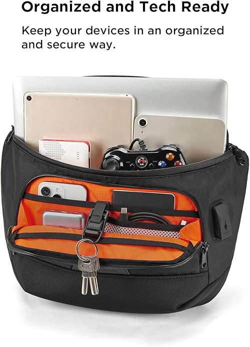 ALPAKA Bravo Sling Max, 8L RFID-Blocking Sling Laptop Bag for Men with Maglockz Buckle, Lockable Zips & External USB Port