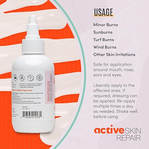 Active Skin Repair First Aid Skin Healing Burn Hydrogel - Natural, Non-Toxic, & No Sting Skin Burn Ointment with Hypochlorus Acid for Immediate Pain Relief, HSA/FSA Eligible, 3 oz
