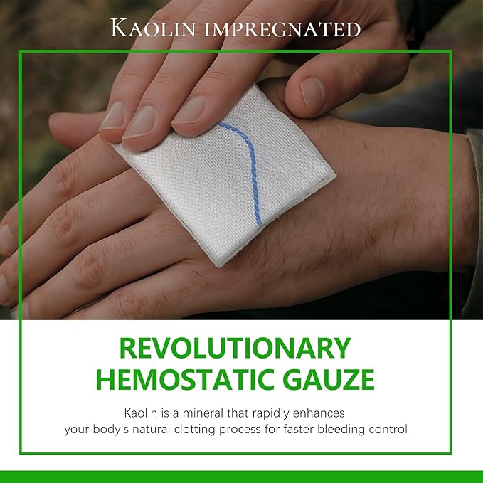 Rapid Clotting Hemostatic Gauze 3 inches x 5 feet, Kaolin Infused Bleed Stop and Quick Blood Clotting,Trauma First Aid, Tactical and Emergency Z-Fold Sterile (1)