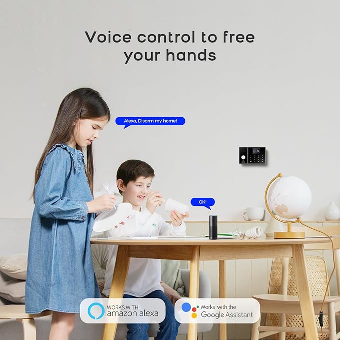 Alarm System for Home Security, Smart Home Security System,8-Piece kit (Alarm Siren, Door Window Sensor, Remote),WiFi Phone Alert,Compatible with Alexa, No Monthly Fee