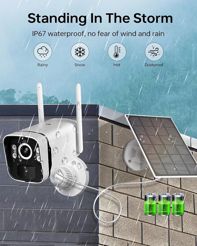 4MP Solar Powered Security Camera Outdoor Wireless System with 10" Monitor, 5G/2.4G WiFi 4PCS Outdoor Battery Camera with Solar Panel10CH Home Security System AI Human Detection 2-Way Audio
