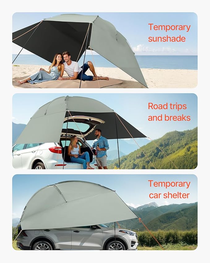 VEVOR Versatility Camping Tent - Moonshade Awning Auto Canopy with UV50+ Protection & PU3000mm Water Resistance, Ideal for Truck Bed, SUV, RV, Van, and Trailer Overlanding Gear, Tear-Resistant