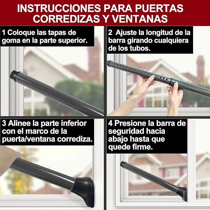 AceMining Upgraded Door Security Bar & Sliding Patio Bar, Heavy Duty Stoppers Adjustable Jammer for Home, Apartment, Travel (1 Pack,Grey)