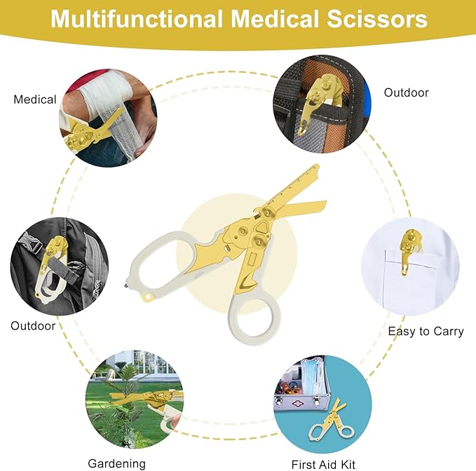 6in1 trauma shears - emergency responders, outdoor emergencies scissor, medical staff, and outdoor camping scissors, ttrauma scissors(Luminous Gold)