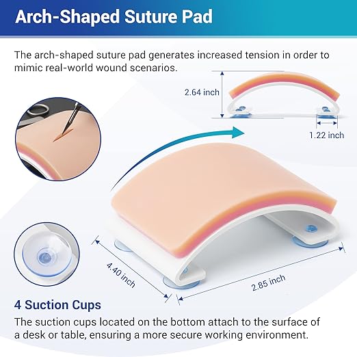 Alcedo Suture Practice Kit for Medical Students, Complete Set (33 Pieces) Includes Arch-Shaped and Pre-Cut Wounds Pads, Tools Kit, and Suture Threads, Perfect for Practice and Education Demonstration