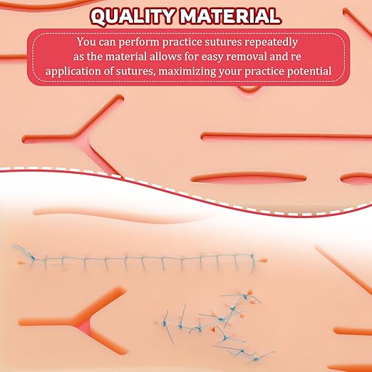 6 Pcs Suture Practice Pads Suture Pad Kit with Wounds Hard to Rip Tear or Break for Medical Vet Students Veterinarian Nurses Training Practice
