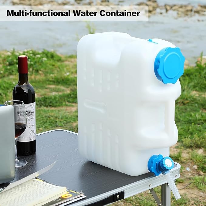 5 Gallon/18.5L Water Container with Spigot, Portable BPA Free Water Jug, Multifunction Water Tank for Camping Outdoor Hiking Picnic Supplies, Emergency Stroage, 2 Pack