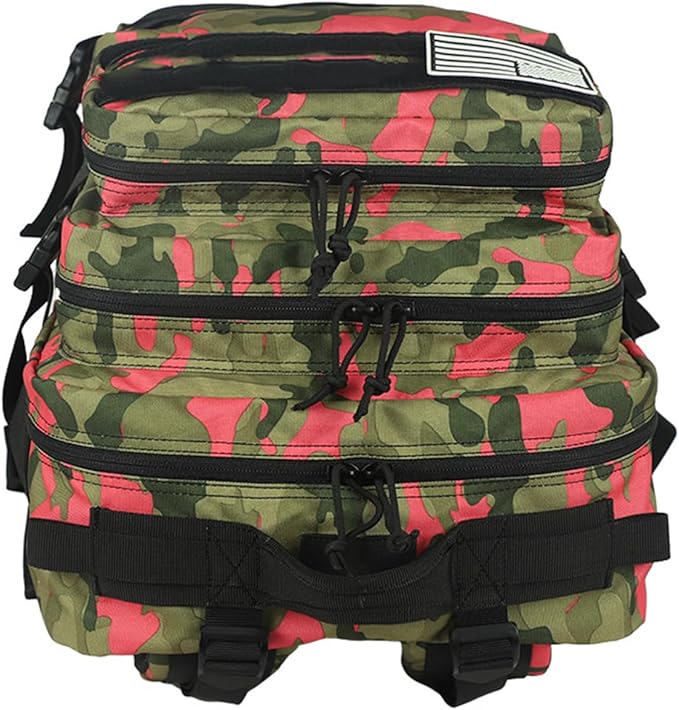 45L Military Tactical Backpack for Men & Women Bug Out Bag Assault pack Molle Daypack Hiking Trekking Rucksack(Camouflage Pink)