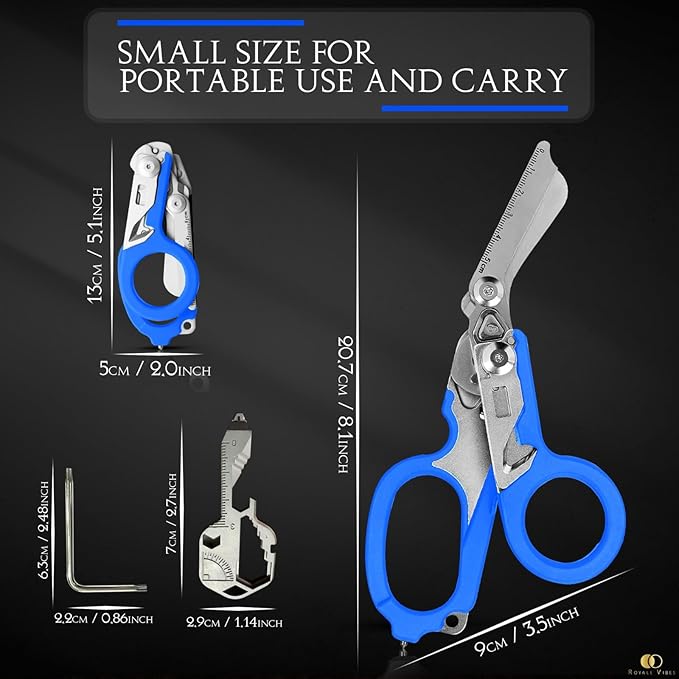 6-in-1 Multifunctional Trauma Shears – Premium Medical Shears for Nurses, EMTs, and First Responders (Blue)