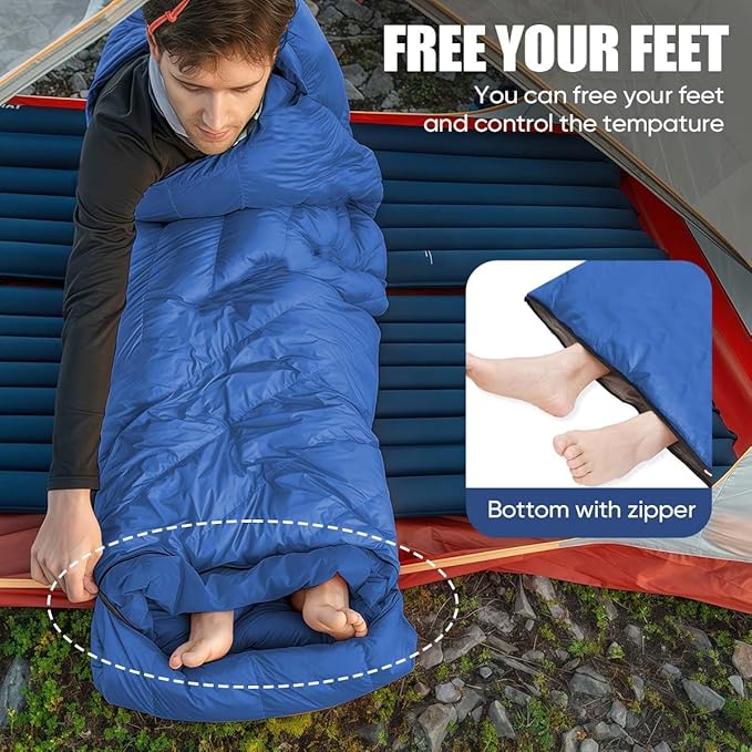 Camping Sleeping Bags for Adults Kids Waterproof Lightweight Sleeping Bag for Cold Weather or Warm Backpacking Hiking Mountaineering Indoor Outdoor Use
