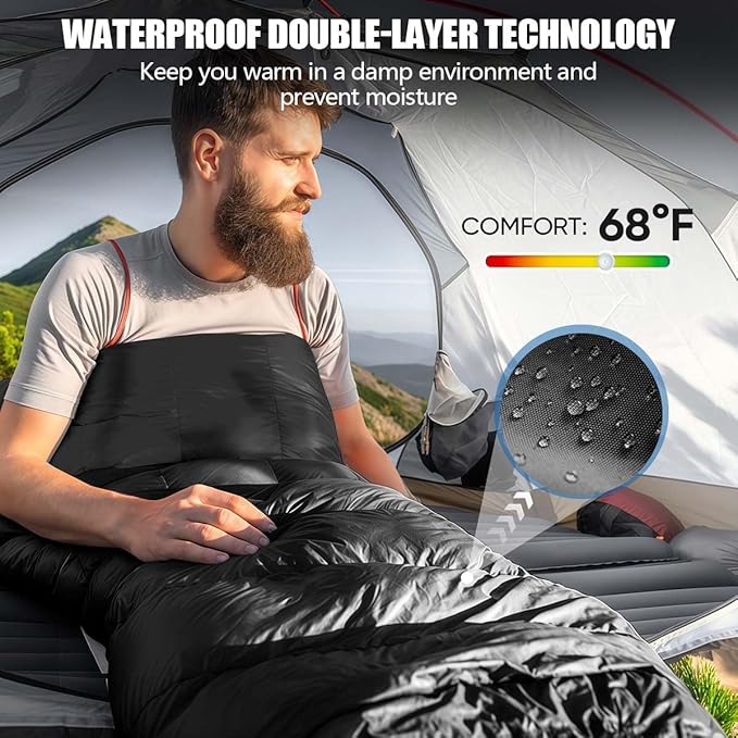 Camping Sleeping Bags for Adults Kids Waterproof Lightweight Sleeping Bag for Cold Weather or Warm Backpacking Hiking Mountaineering Indoor Outdoor Use