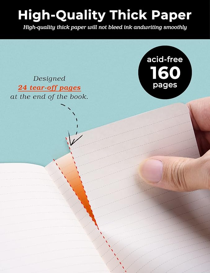 AISBUGUR Pocket Notebook Small Notebook 2-Pack, 3.5" x 5.5" Pocket Notebooks Hardcover with Thick Lined Paper, Inner Pockets, Cover Letter Embossing Design Mini Journal Notepad 1Black 1Brown Leather