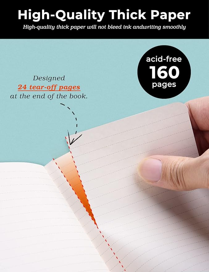 AISBUGUR Pocket Notebook Small Notebook 2-Pack, 3.5" x 5.5" Pocket Notebooks Hardcover with Thick Lined Paper, Inner Pockets, Cover Letter Embossing Design Mini Journal Notepad 1Black 1Blue Leather