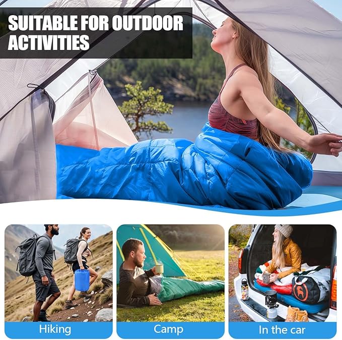 Camping Sleeping Bags for Adults Kids Waterproof Lightweight Sleeping Bag for Cold Weather or Warm Backpacking Hiking Mountaineering Indoor Outdoor Use