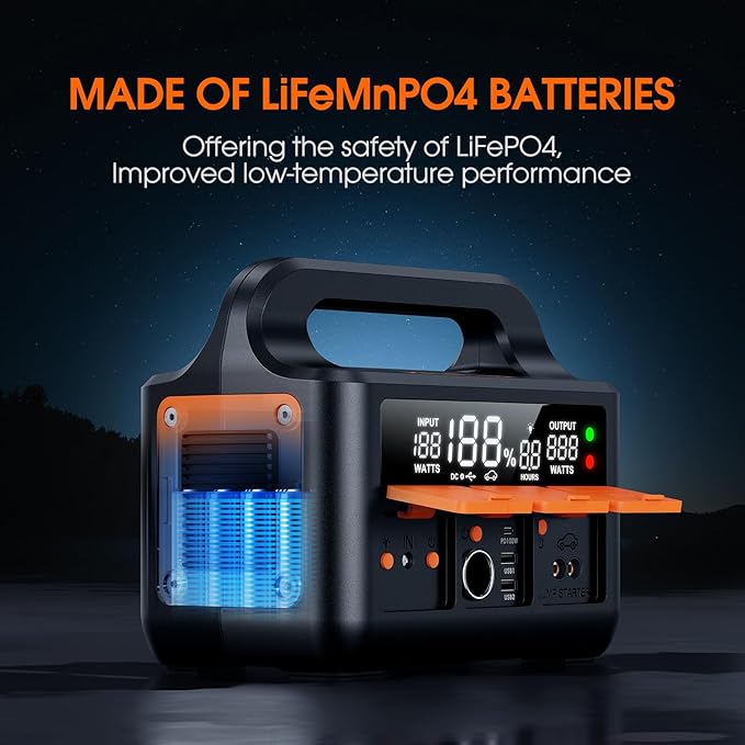 8000A LiFeMnPO4 Jump Starter for All 12V Cars, DC+PD 200W Two-Way Fast-Charging Portable Car Starter (PD Charger NOT Included), 30 Mins Full Charge, Powerful Jump Box w/Large Screen & Light