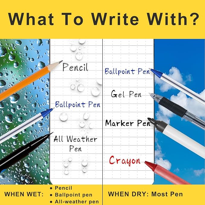 2PCS Large Waterproof Spiral Notebooks 8.5x11 Inch with Waterproof Stone Paper and Hard Cover, Grid Pattern, 100 Pages Per Weatherproof Notepad A4 Size for Outdoor Field (8.5" x 11", Yellow)