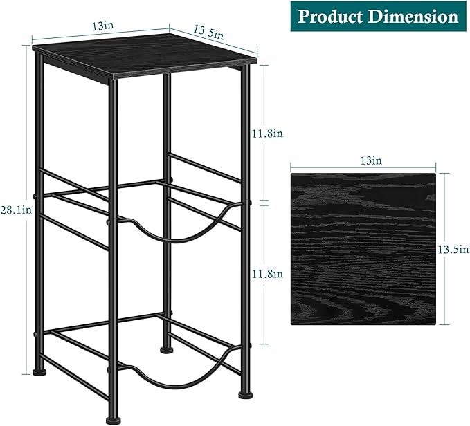 Water Bottle Holder 5 Gallon Water Jug Holder with Storage Shelf, 2 Tier Black Water Bottle Rack Stand with 2 Slots for Small Space, Kitchen, Home Office, Living Room