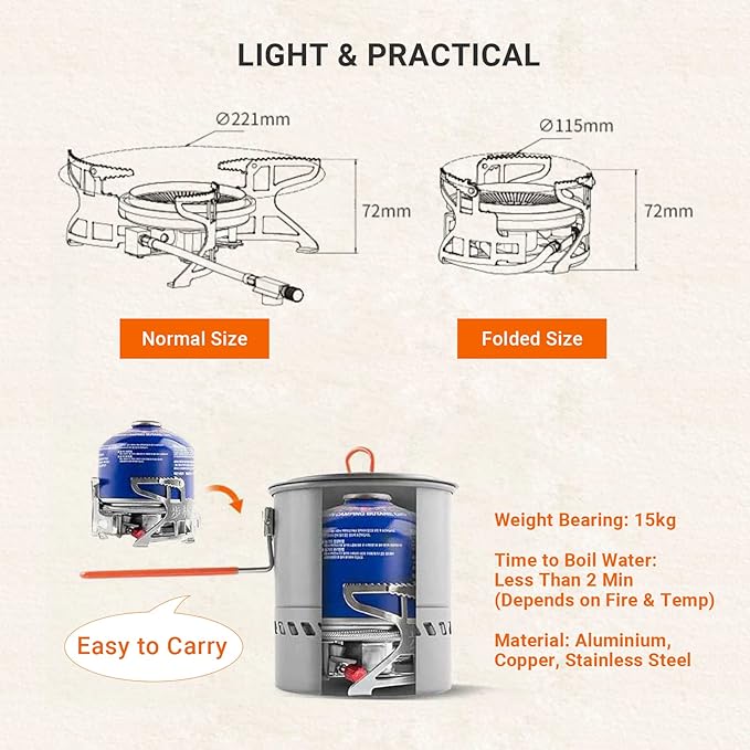 Bulin Camping Stove Burner 3500W/3800W/5800W/6800W/18000W Adjustable Ultralight Backpacking Stove Windproof Camp Portable Propane Stove for Camping Hiking Backpack Outdoor