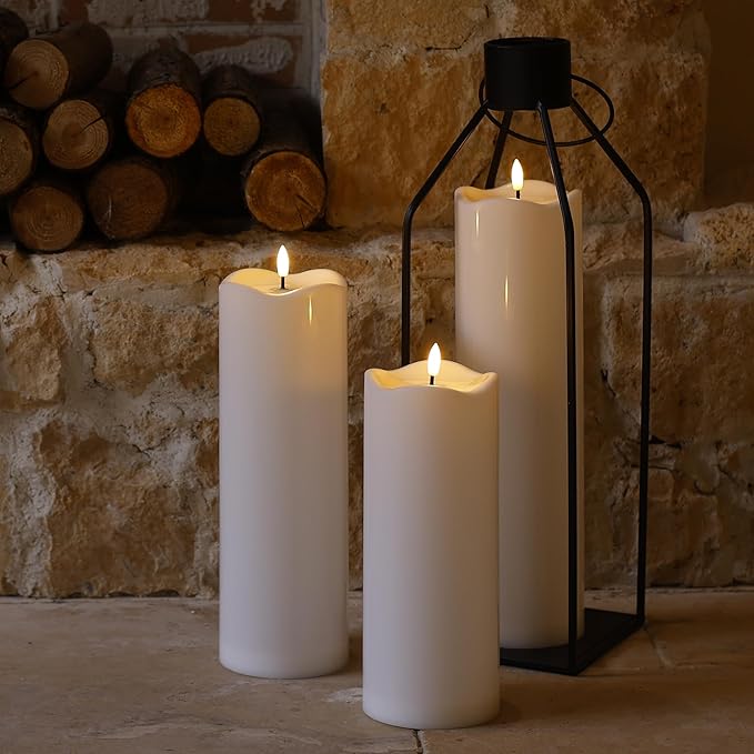 4" x10" Outdoor Flameless Candles with Remote, Large Waterproof Candles Battery Operated, Plastic Flickering LED Candles for Garden Patio Porch Home Party, White 1Pack