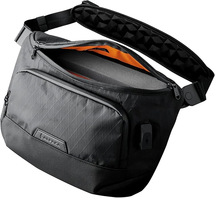 ALPAKA Bravo Sling Max, 8L RFID-Blocking Sling Laptop Bag for Men with Maglockz Buckle, Lockable Zips & External USB Port