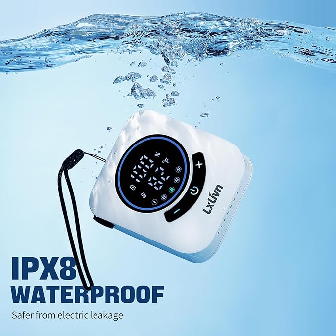 8000mAh Portable Shower, Rechargeable Camping Shower with Intelligent Led display, IPX8 Waterproof, 5-Speeds Control, 4 Spray Modes, Outdoor Shower for Camping, Car, Pet, Garden with Cooling Towel Set