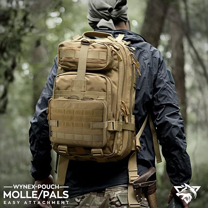 WYNEX Tactical Admin Molle Pouch, Medical EDC EMT Utility Bag Shell Design Attachment Pouches 1000D Nylon Hiking Belt Bags