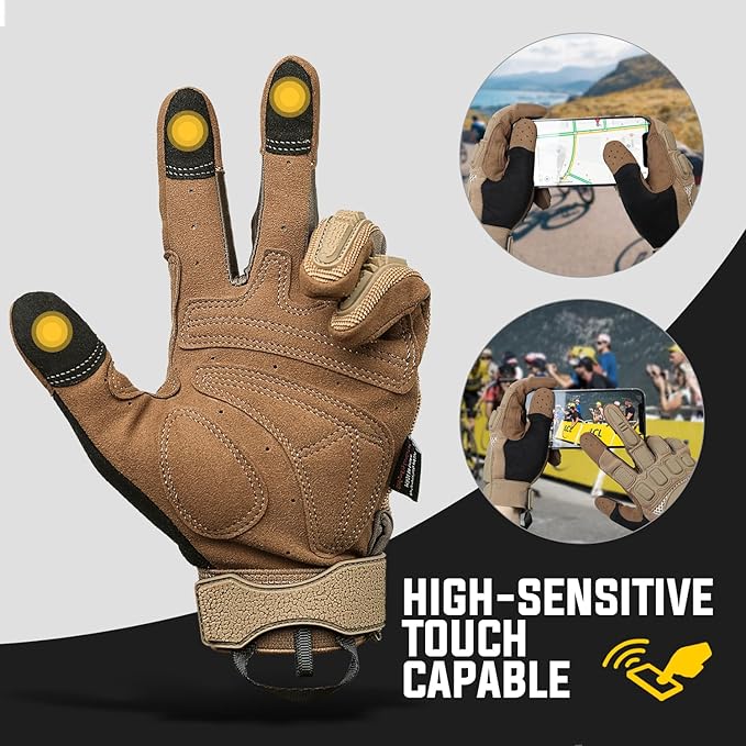 ZUNE LOTOO Touchscreen Tactical Gloves Men with TPR Finger Impact Protection & Palm Padded for Motorcycle Airsoft Paintball Range Work