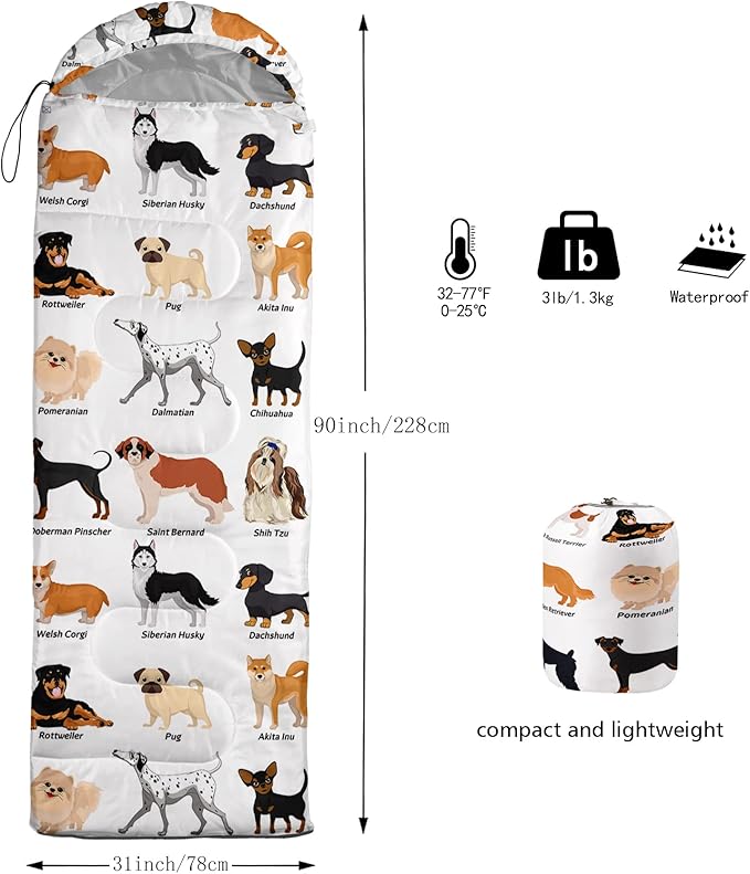 BSNTHO Camping Sleeping Bags,3 Season Warm & Cool Weather,Lightweight,Waterproof Sleeping Bags for Adults & Kids,Traveling,and Outdoors,Camping Gear Equipment