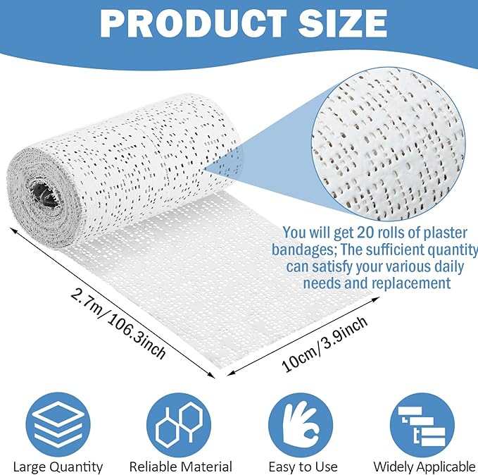 Treela Plaster Cloth Rolls Gauze Bandages Rolls Strips for Belly Casts, Scenery Molds, Mask Making, Art Projects, Body Casts, Craft Supplies(4 Inch x 59 Yard)