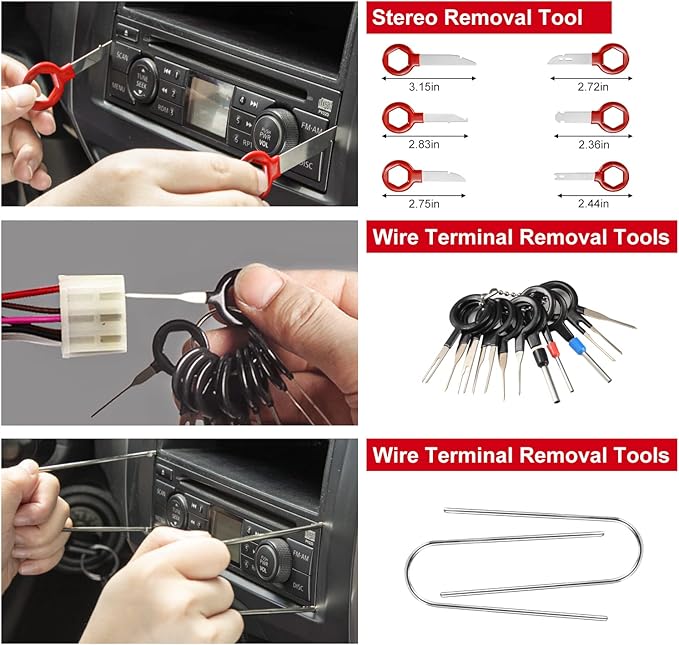 330 PCS Trim Removal Tool Kit Automotive Tools Auto Removal Set for Car Panel Dashboard Radio Puller Tool Plastic Pry Tools Clip Pliers/Fastener Pry Tool with Storage Bag (red)