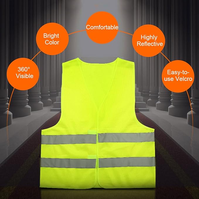 XOOL Emergency Warning Triangle Kit – Roadside Safety Kit with Reflective Warning Triangles, High-Visibility Safety Vests, Storage Bag & Gloves for Car Breakdowns & Emergencies
