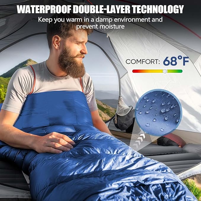 Camping Sleeping Bags for Adults Kids Waterproof Lightweight Sleeping Bag for Cold Weather or Warm Backpacking Hiking Mountaineering Indoor Outdoor Use