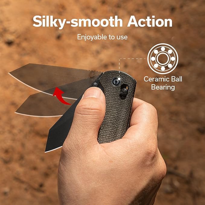 CIVIVI Yonder Folding Pocket Knife for EDC, Crossbar Lock Knife with 2.88" 14C28N Blade Micarta Handle, Lightweight Knife Gifts for Men Women Camping Hiking, Designed by Zac Whitmore C23073B-1