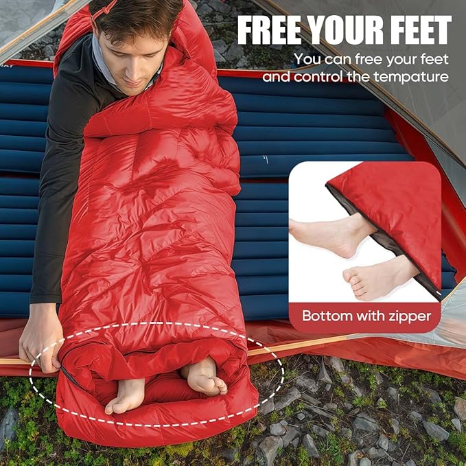 Camping Sleeping Bags for Adults Kids Waterproof Lightweight Sleeping Bag for Cold Weather or Warm Backpacking Hiking Mountaineering Indoor Outdoor Use