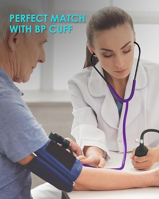 Single Head Stethoscope for Doctors/Nurses/Nursing School Students, Medical and Home Use with Accessories Name Tag (Purple Tube, without EVA Case)