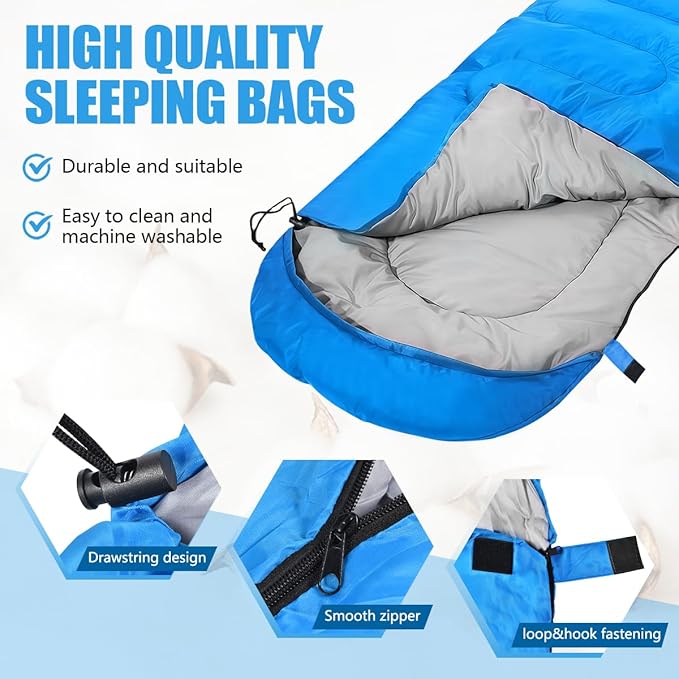 Camping Sleeping Bags for Adults Kids Waterproof Lightweight Sleeping Bag for Cold Weather or Warm Backpacking Hiking Mountaineering Indoor Outdoor Use