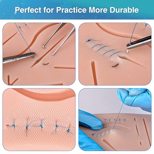 Ultrassist Suture Practice Kit for Medical and Vet Students, Starter Suture Kit Including Durable Silicone Pad, Suturing Tools, for Suture Curriculum Practice (Education Use Only)
