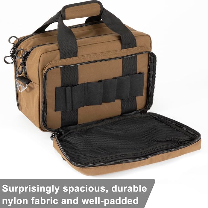 Range Bag Pistol Handgun Bag Gun Carrying Case for Handguns and Ammo with Lockable Zippers