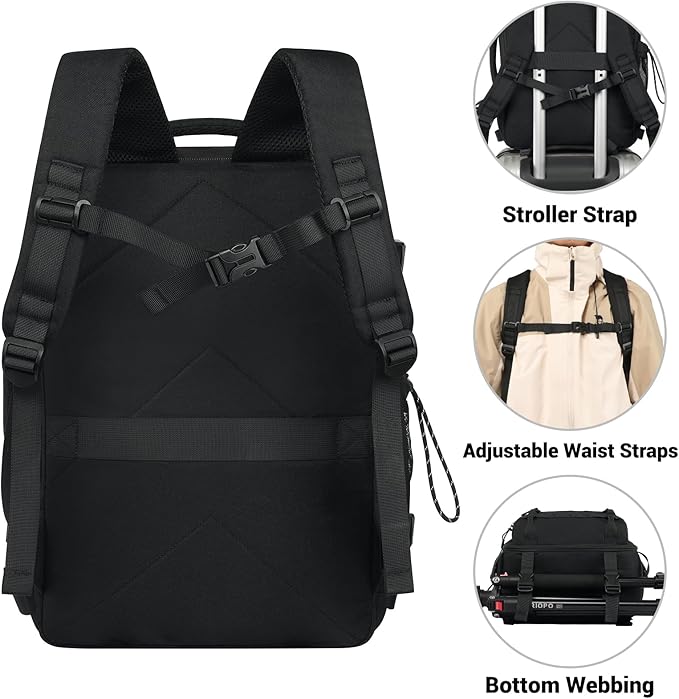 25L Military Tactical Bag Backpack for Men, Heavy Duty Molle Daypack 3 Day Bug Out Backpacks Molle Army Large Rucasack Travel Hiking With Bottle Holder (Black)