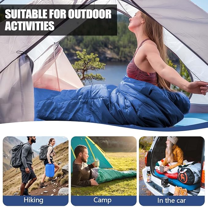 Camping Sleeping Bags for Adults Kids Waterproof Lightweight Sleeping Bag for Cold Weather or Warm Backpacking Hiking Mountaineering Indoor Outdoor Use