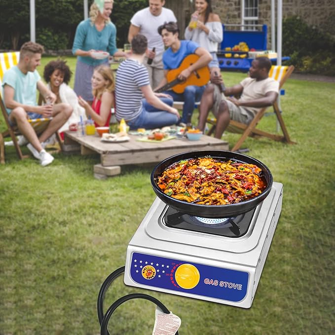 Vivicreate Propane Gas Stove 10000 BTU Single Burner Stainless Steel Cooktop Portable Outdoor Cooking with Regulator for Camping BBQ Patio Picnic